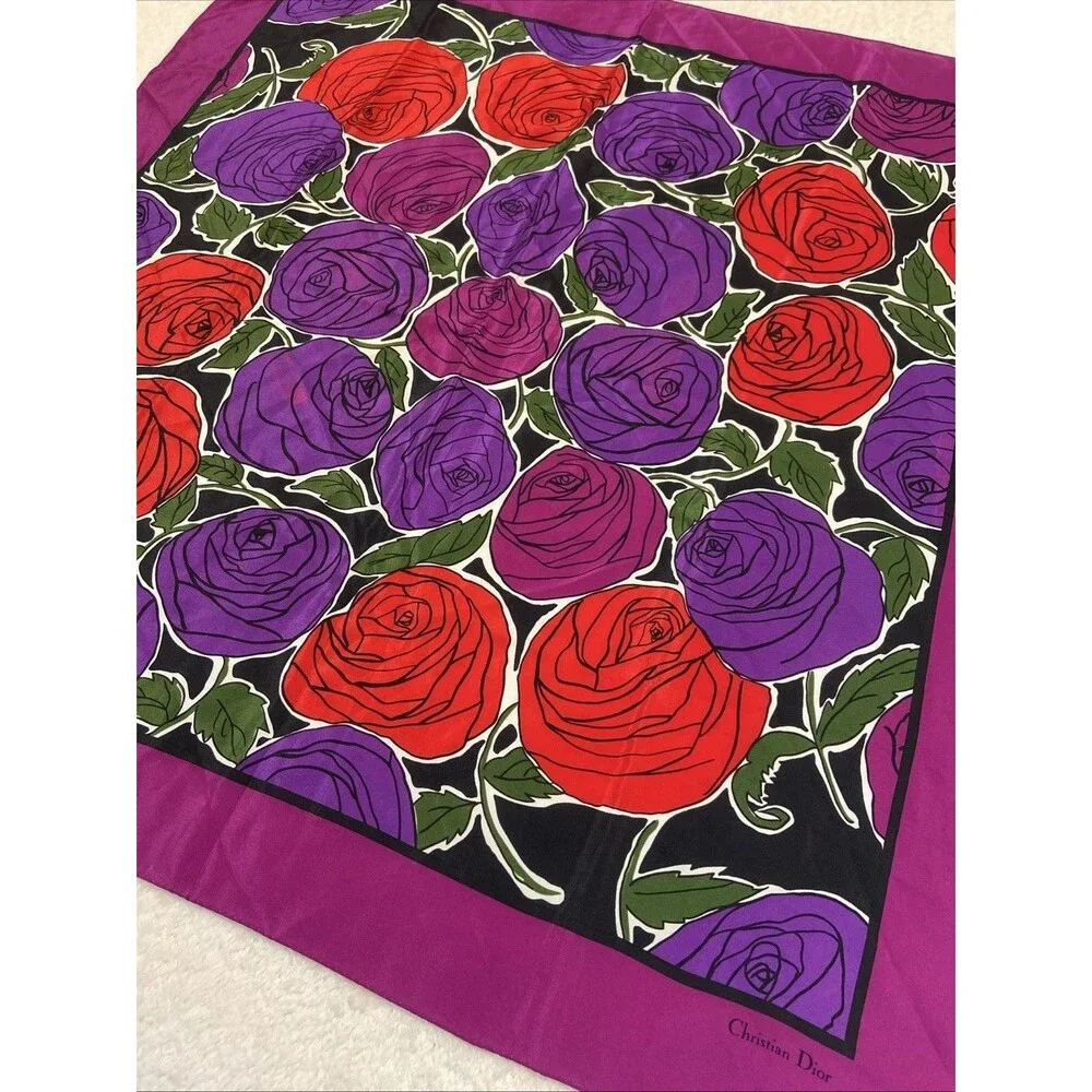 Vintage Christian Dior Square Silk Scarf 34